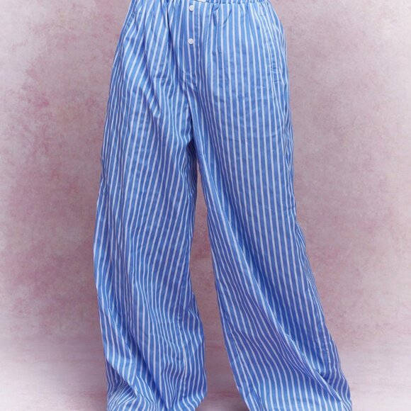 MISSGUIDED Buttoned Striped Wide Leg Pajama Pants Office Wear S - Picture 2 of 14
